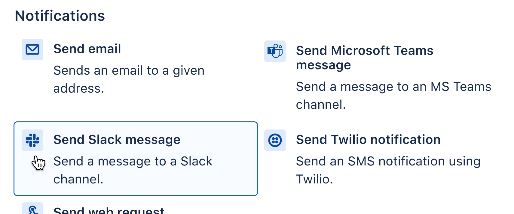 Adição de notificações do Slack