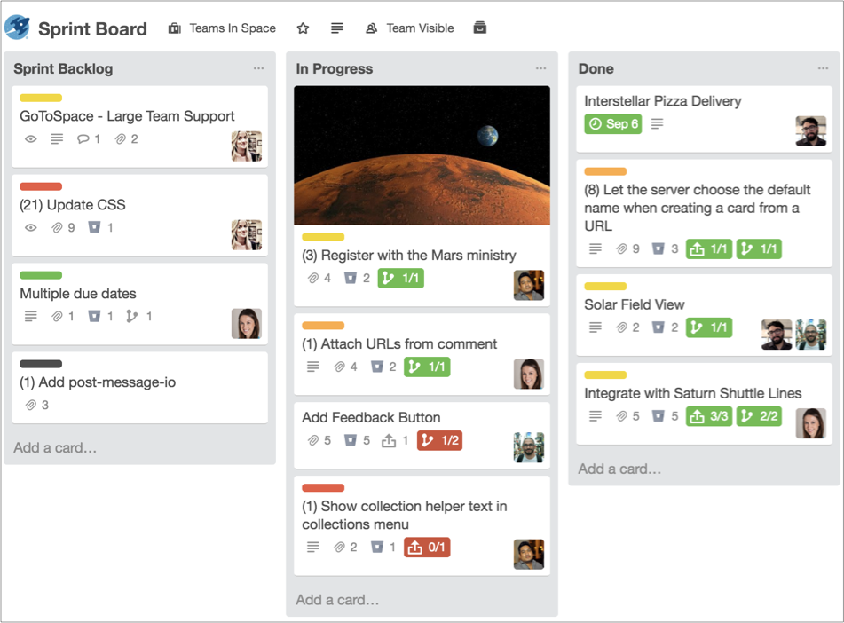 Trello board screenshot