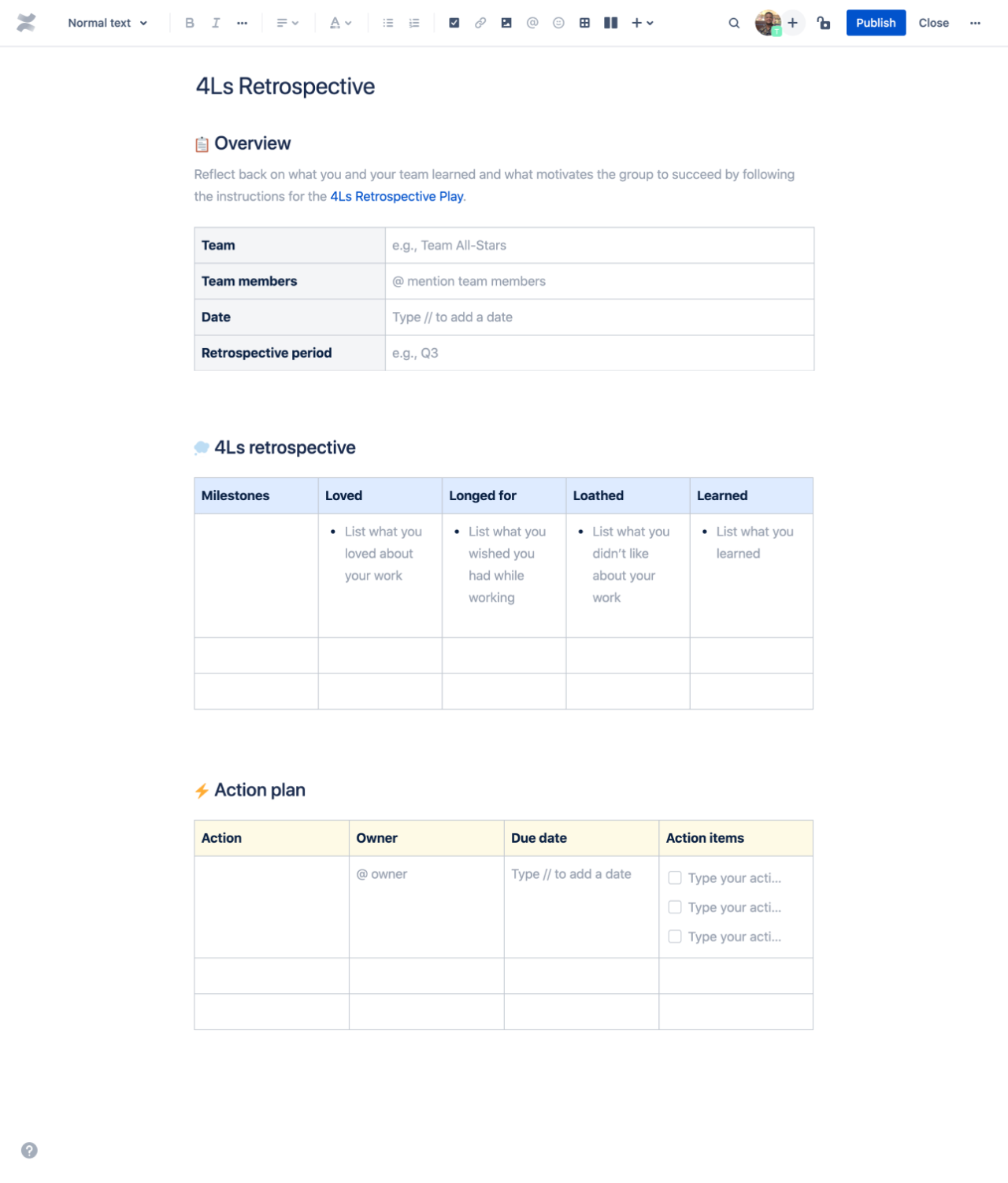 4Ls retrospective template | Atlassian