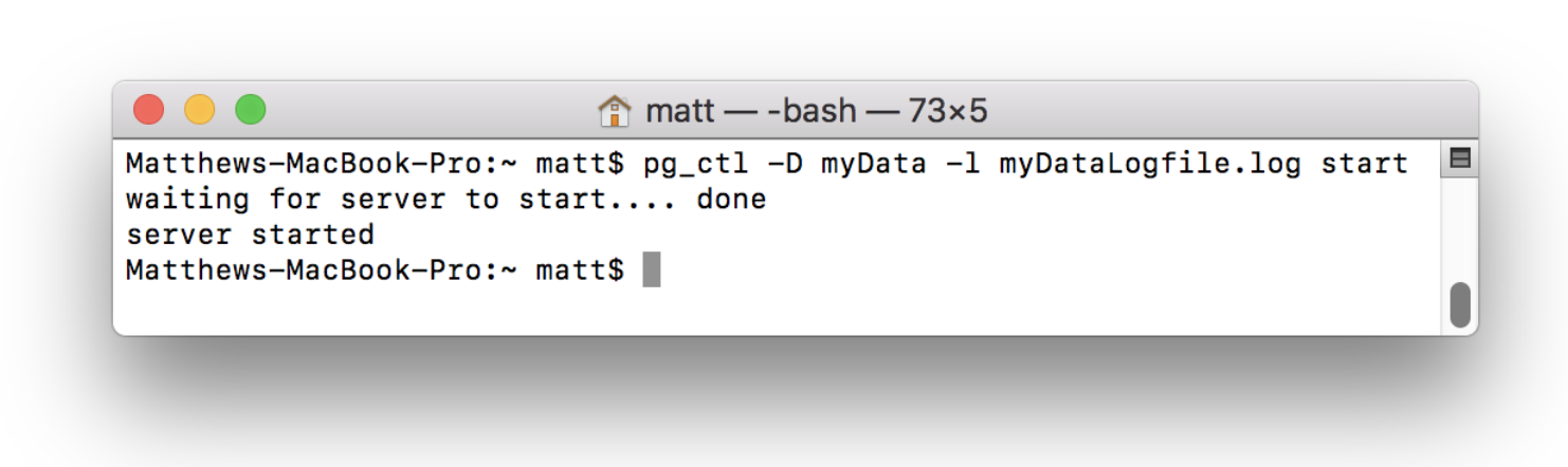 starting a server with a log file using pg