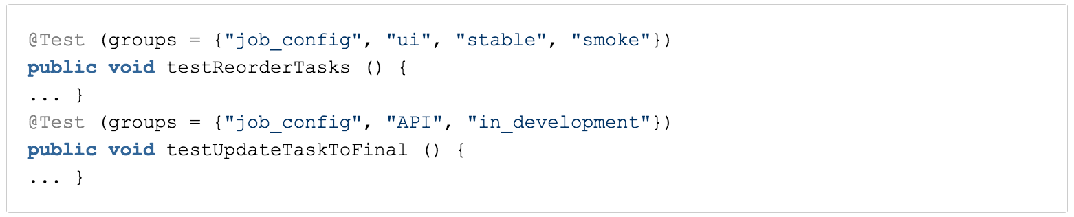 Parallel test groups