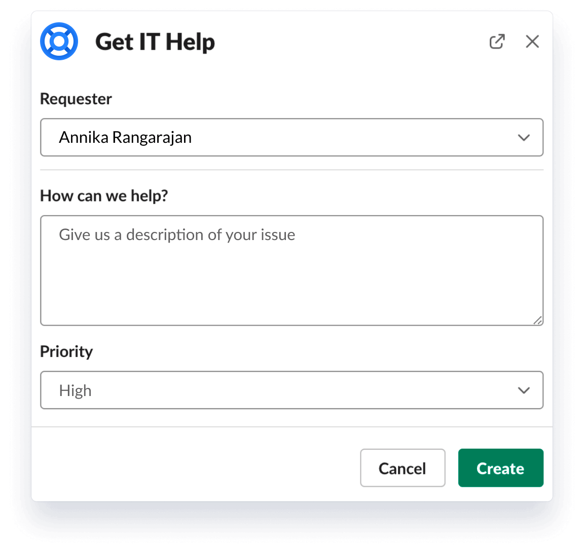 Submit forms in Slack