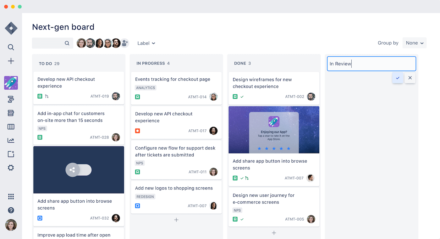 Screenshot of a Jira board