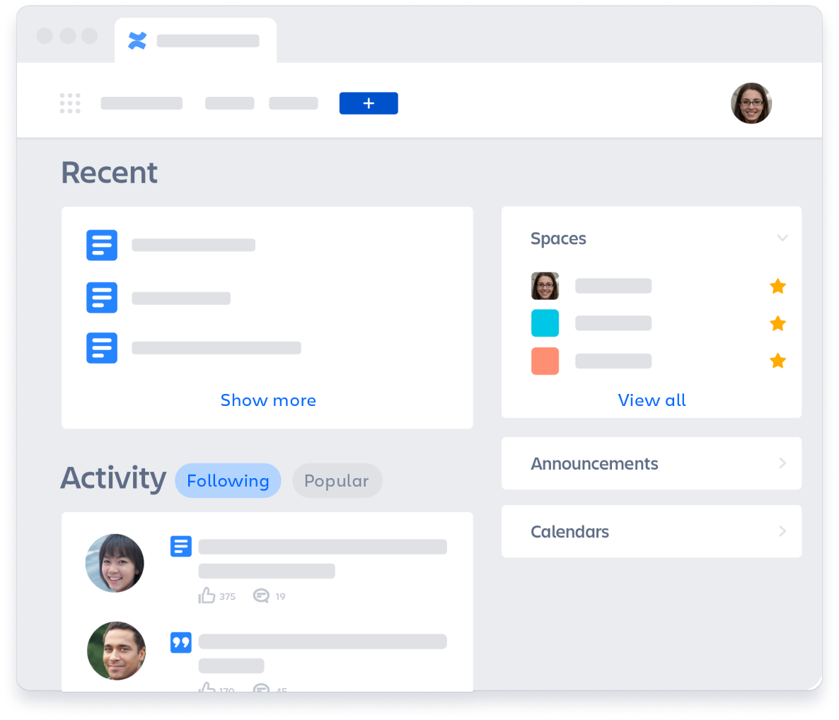 Schermafbeelding van de feed met recente activiteiten