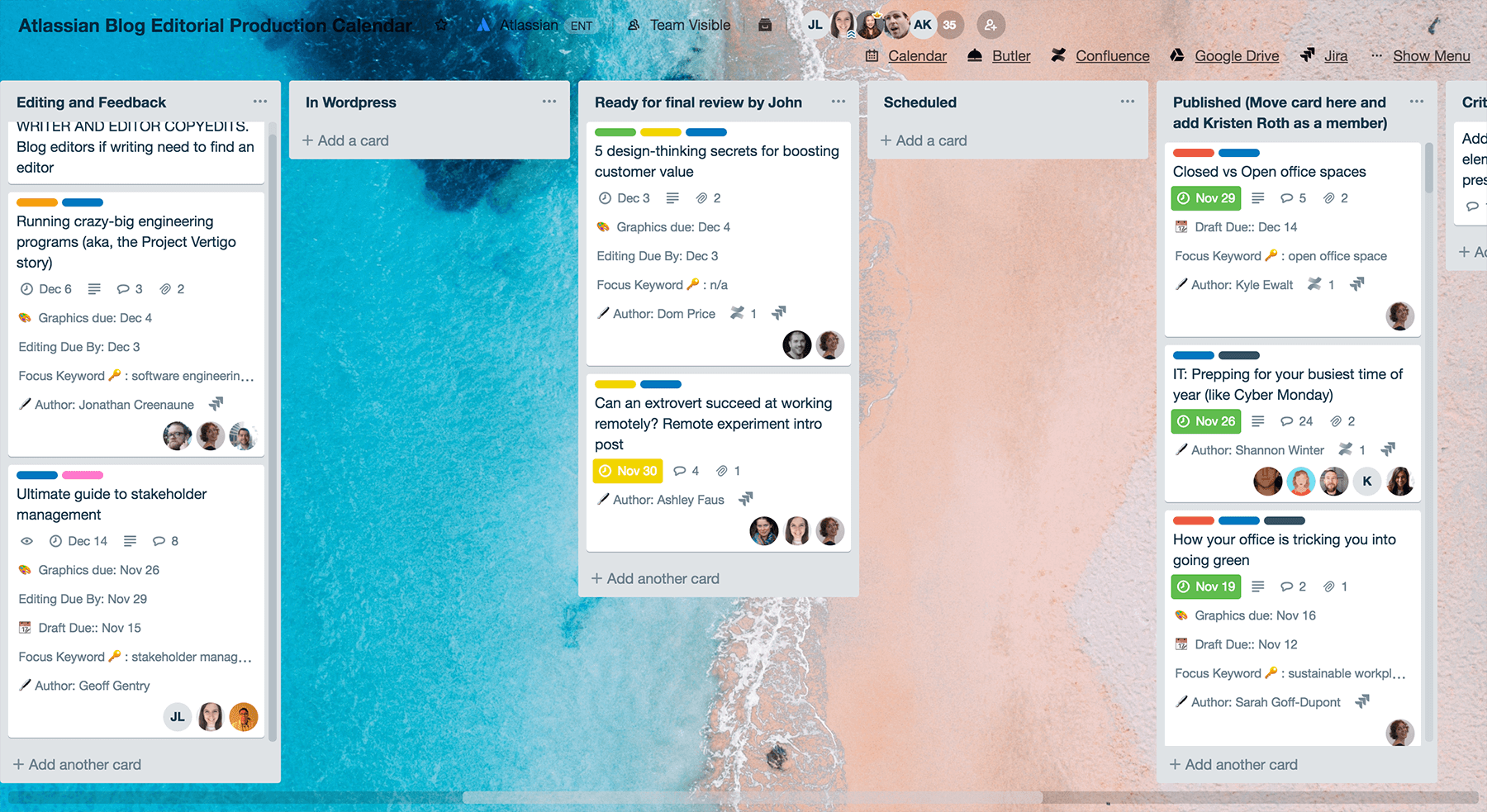 Trello board with cards on keeping up to date