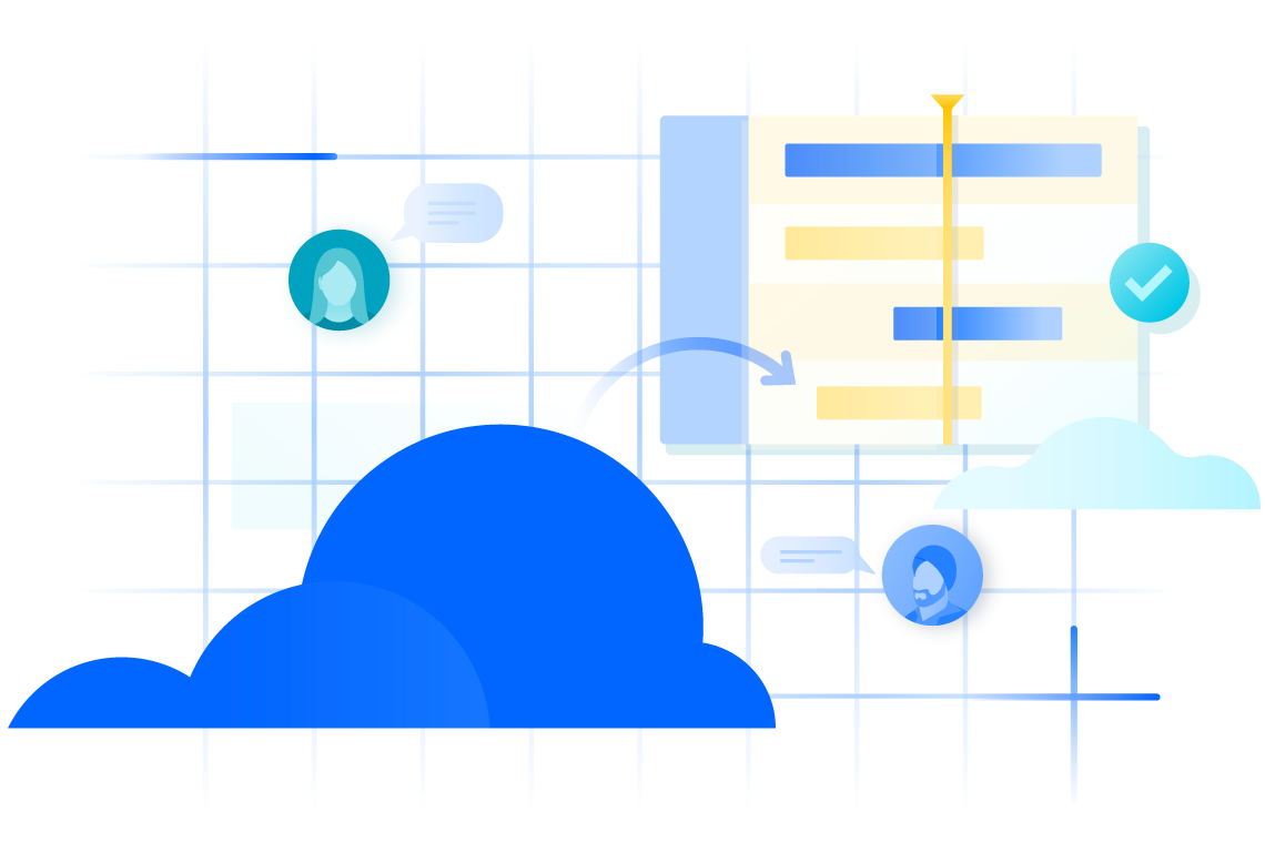Ilustracja przedstawiająca plan rozwoju produktów Cloud