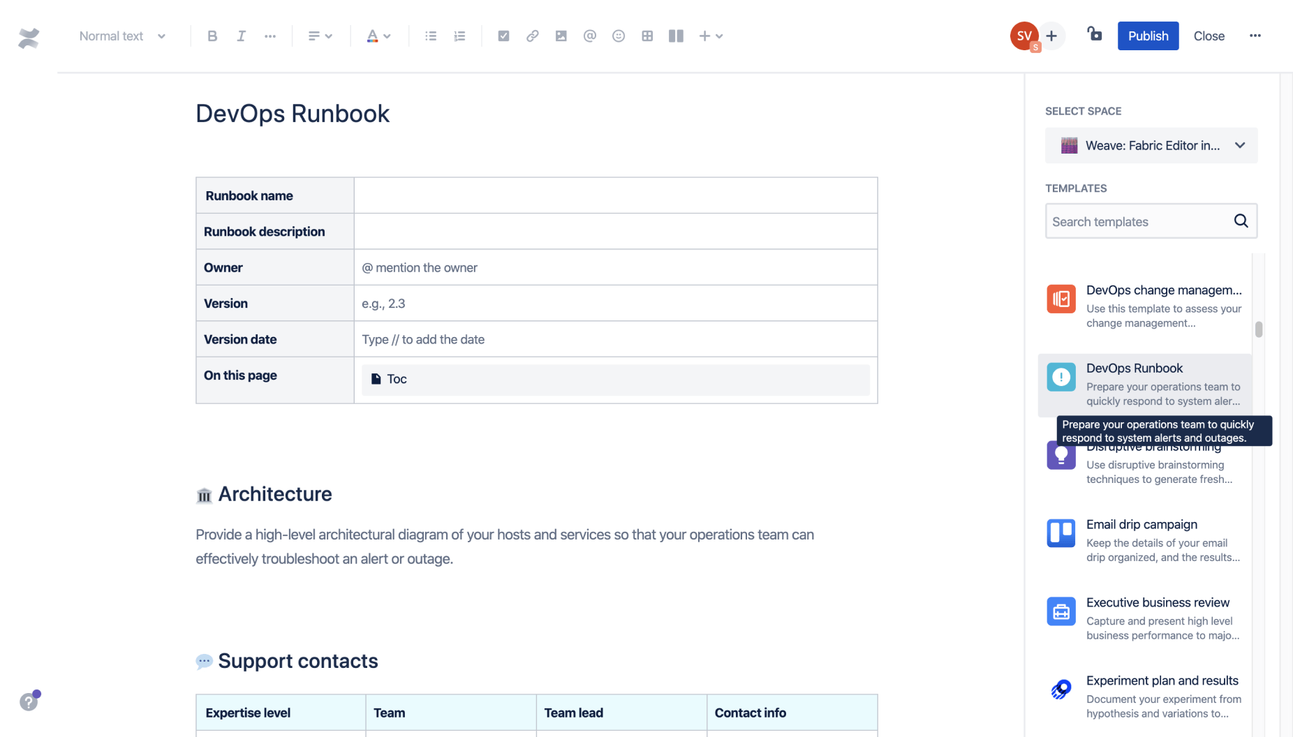 Modèle Confluence : runbook DevOps