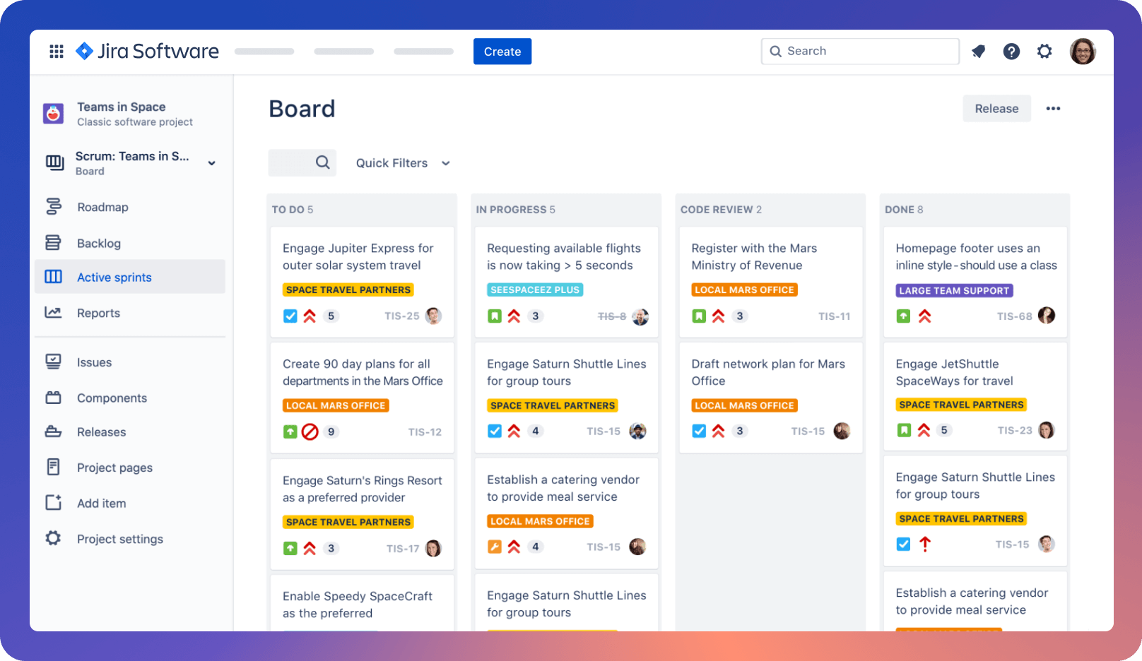 Écran du produit Jira Software