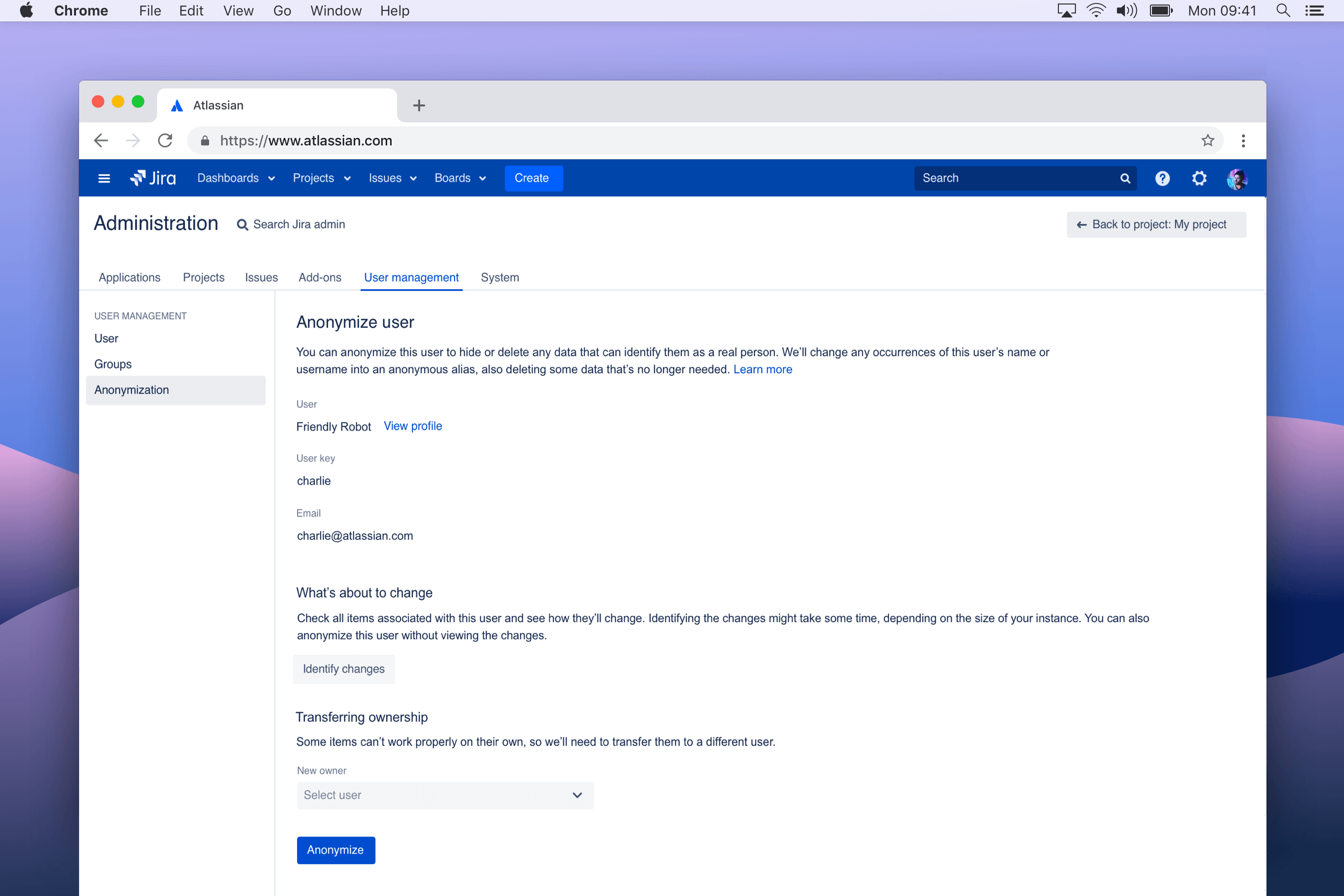 Jira Service Desk GDPR compliance screenshot