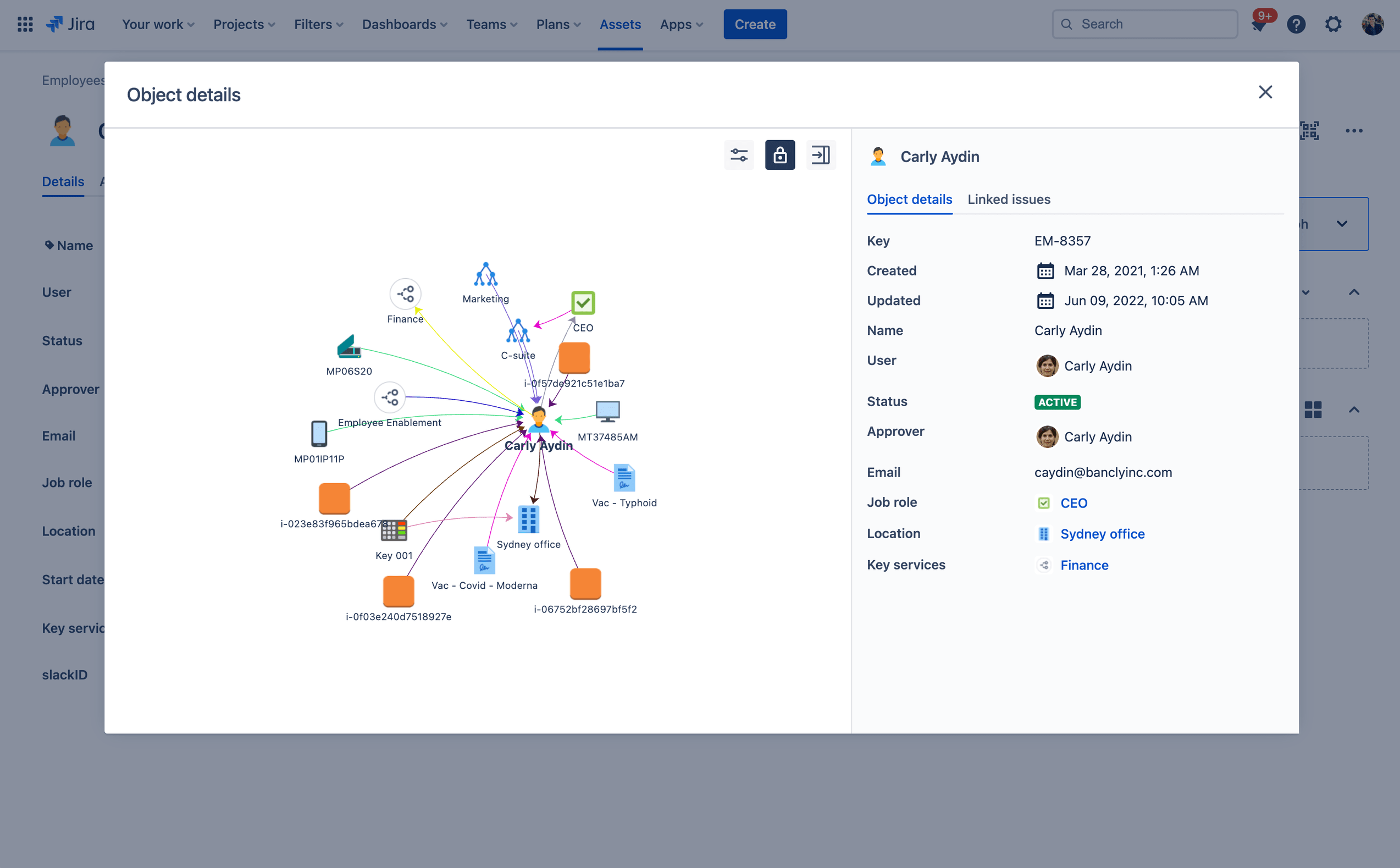 capture d'écran des informations d'un objet