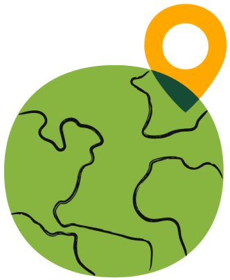 Illustration of a pinpoint on a green globe