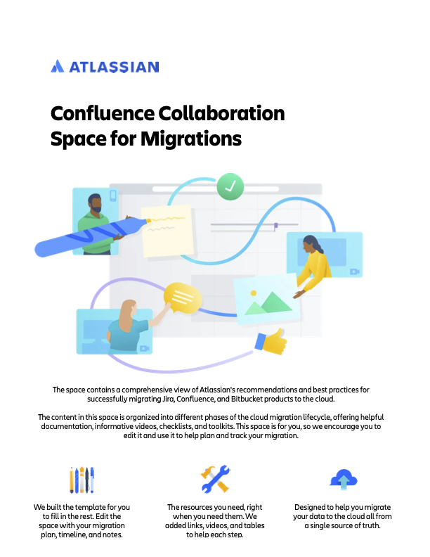 Vue d'ensemble de l'espace de collaboration Confluence pour les migrations