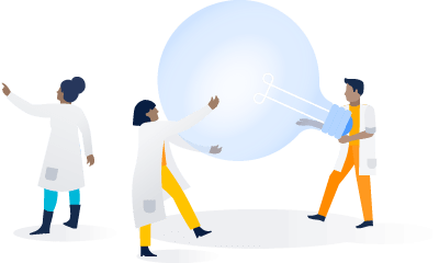 Scienziati intorno a una lampadina