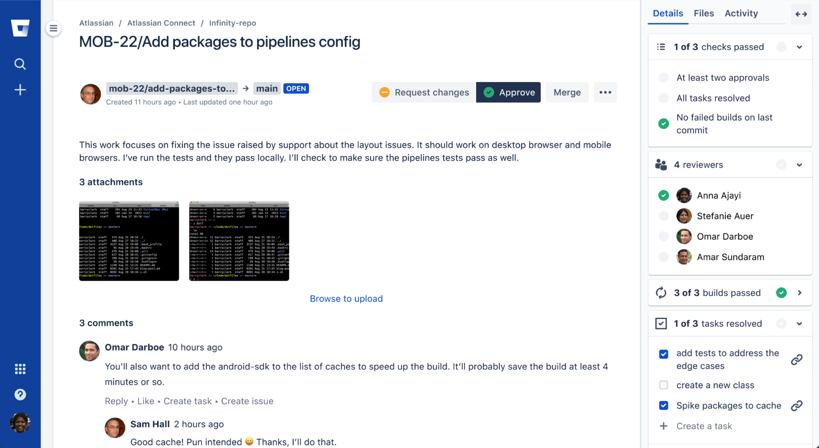 Vista de incidencias de Bitbucket