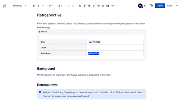 Retrospective Confluence Template