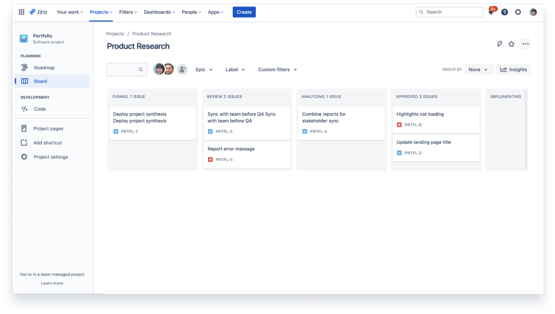 Issues on a board in Jira Software