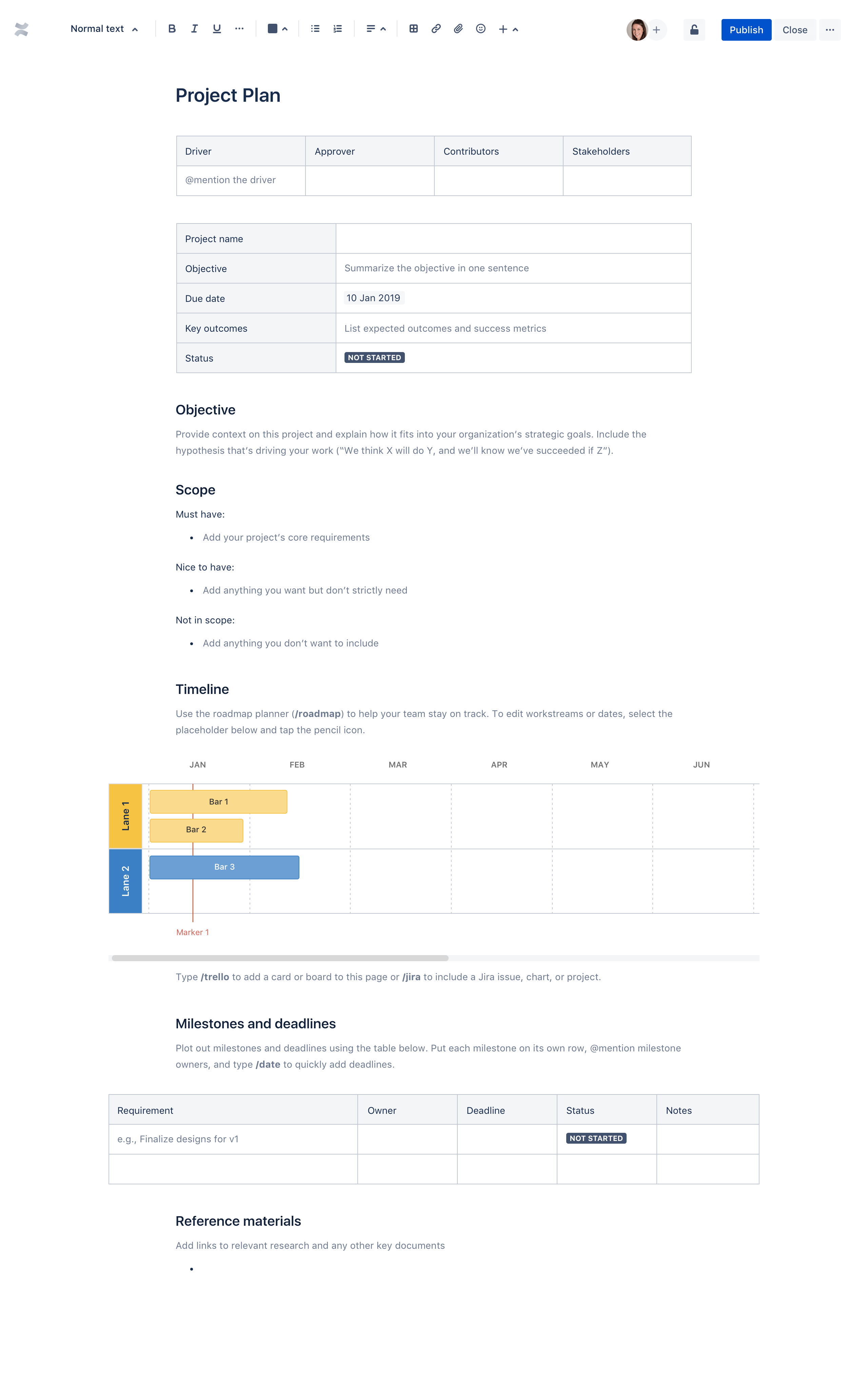 Project plan template Confluence Atlassian Project plan template Confluence Atlassian