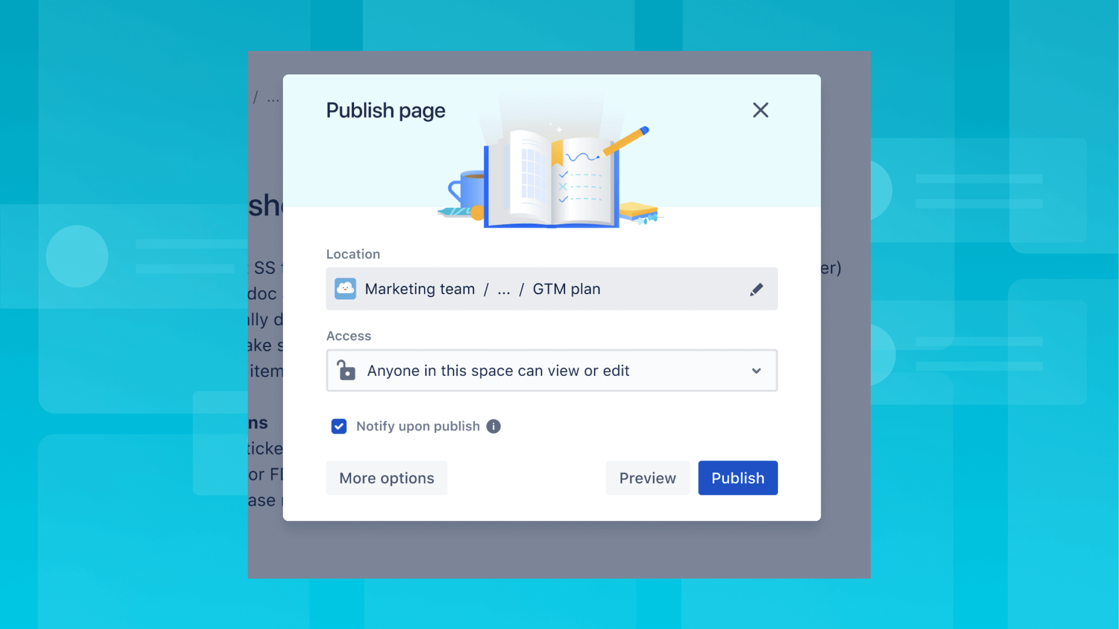 Page publishing notifications