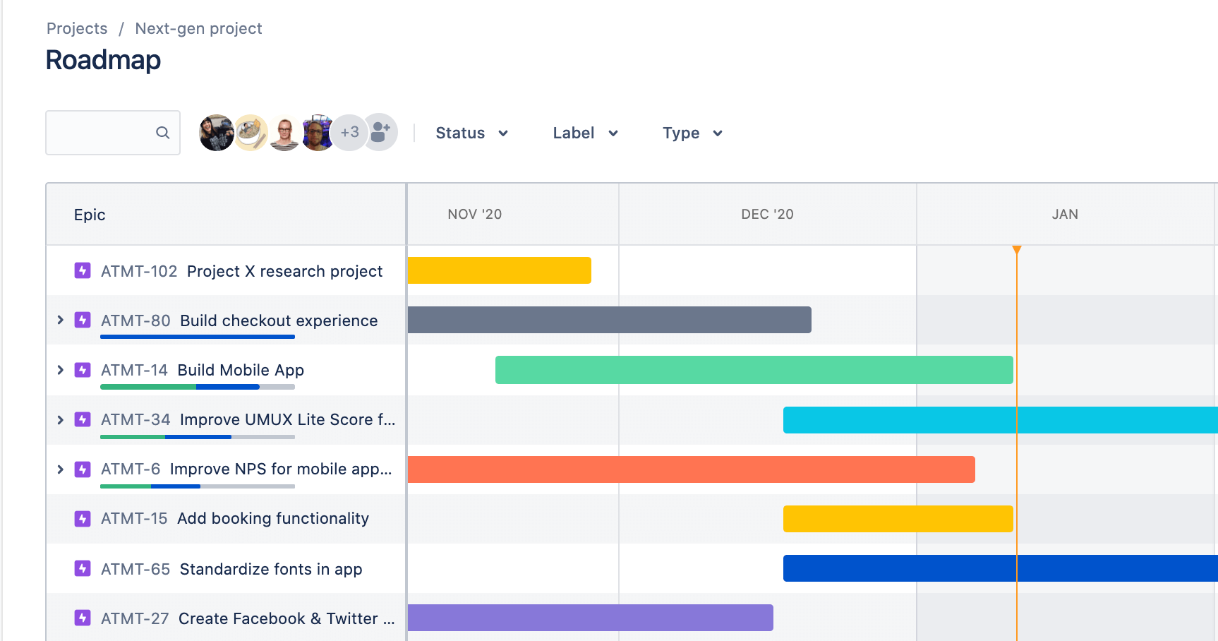 roadmap planner that links to jira tickets