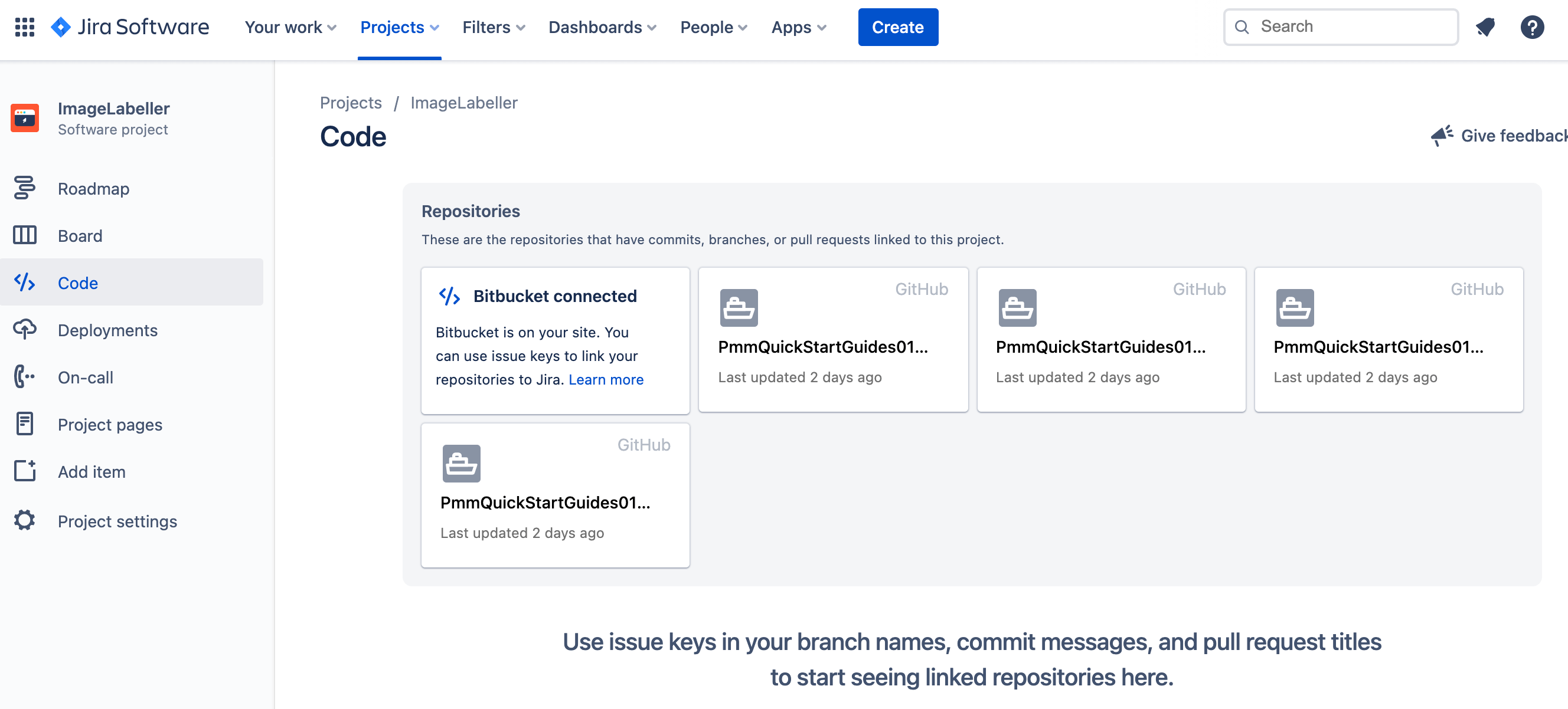 Screenshot of Github