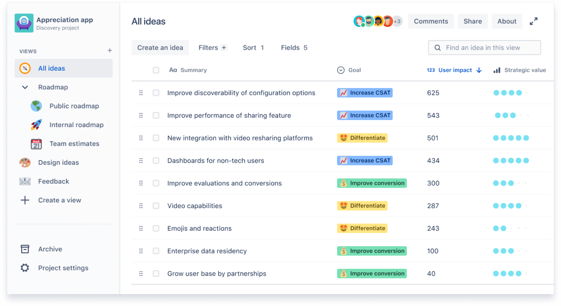 Jira Product Discovery 屏幕截图。