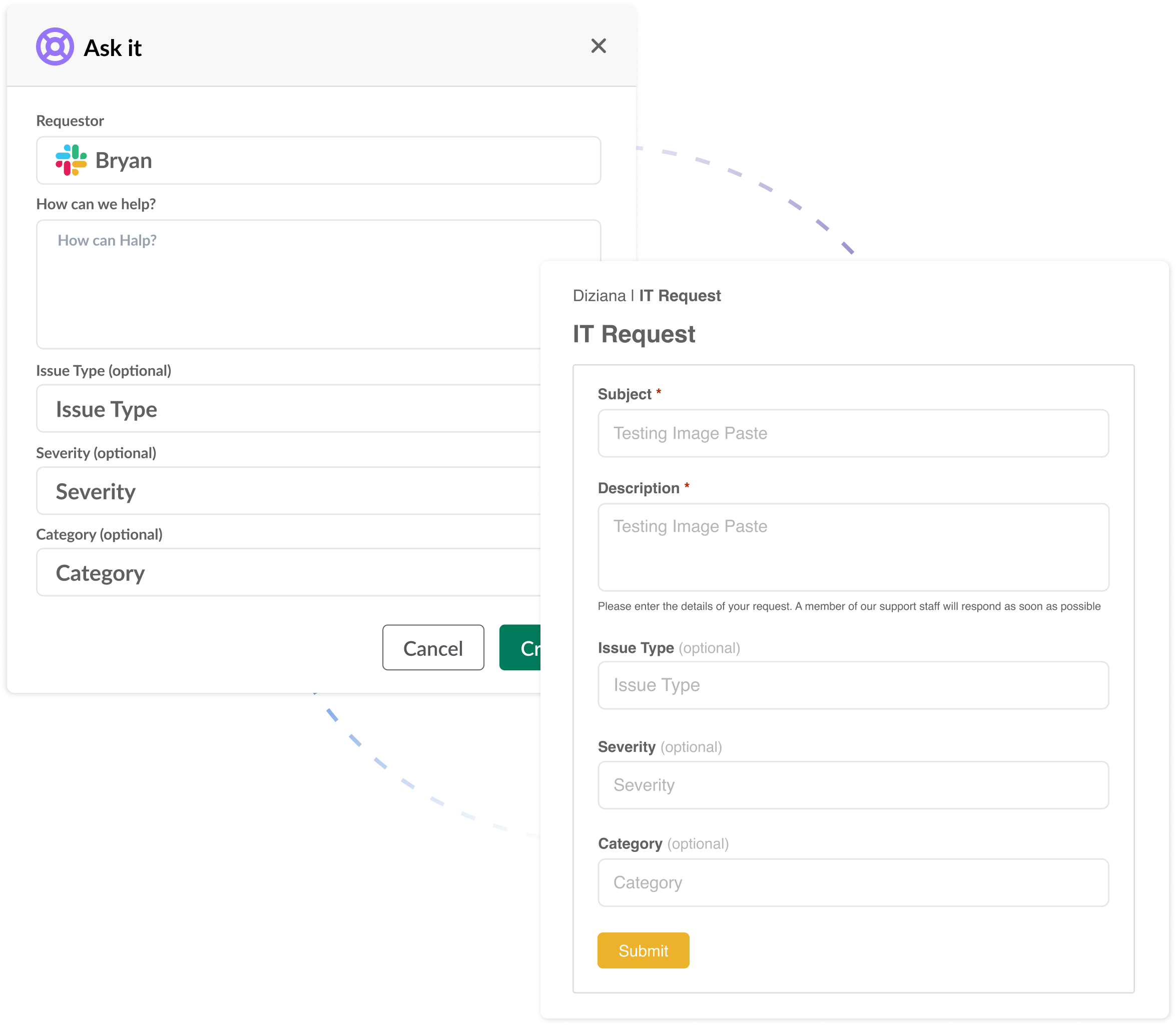 Customizable forms in Slack