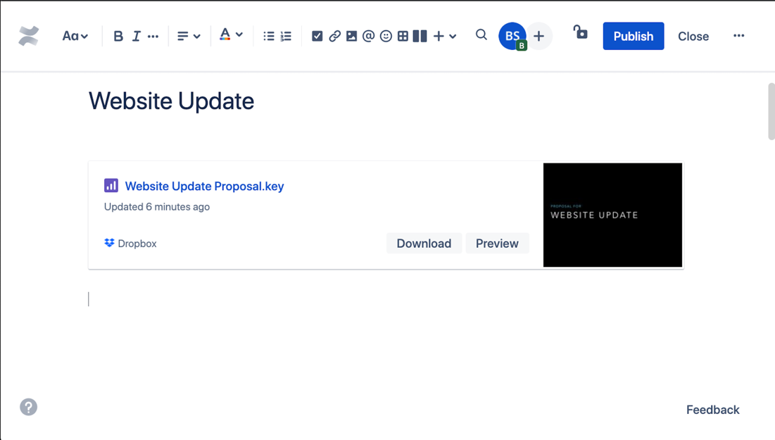 Capture d'écran de mise à jour du site web