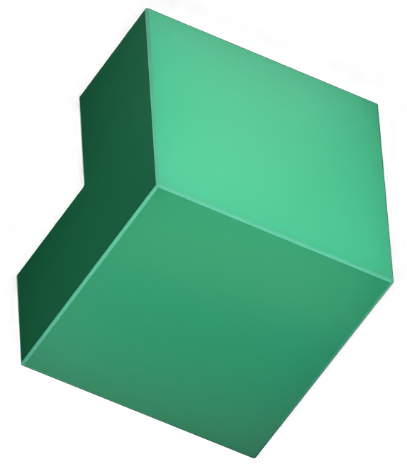 Zwevende kubus waaruit een deel is verwijderd