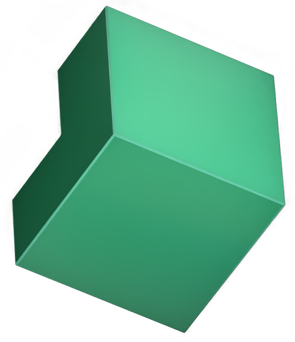 Floating cube with section removed