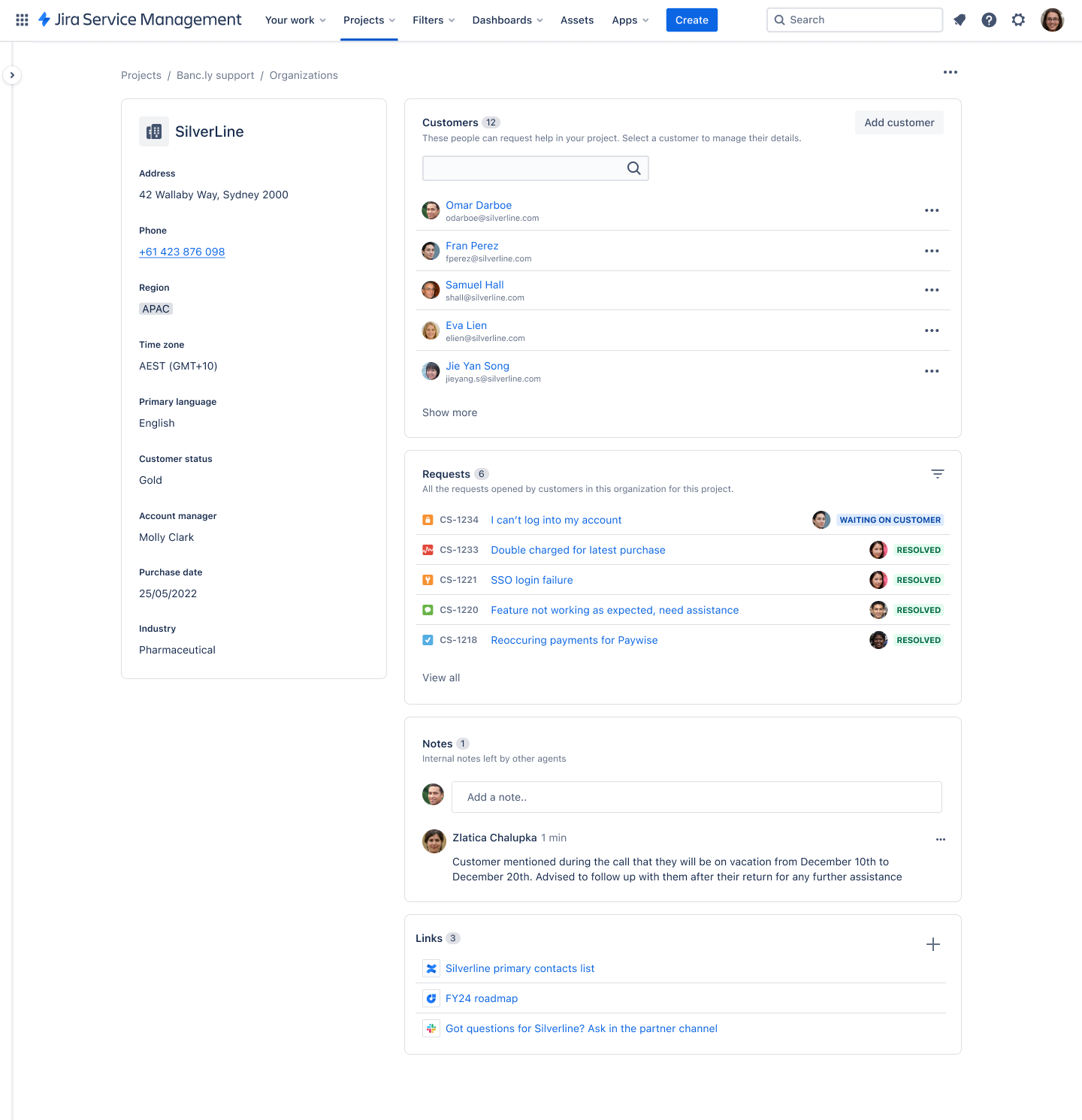 Capture d'écran des files d'attente dans Jira Service Management