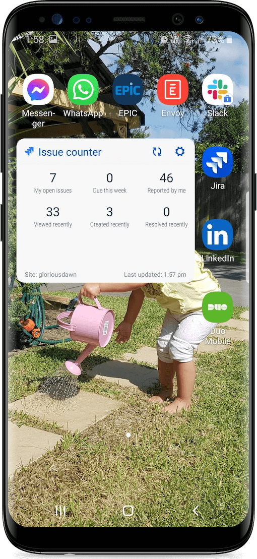 widget do contador de itens (exemplo mostrado no Android)