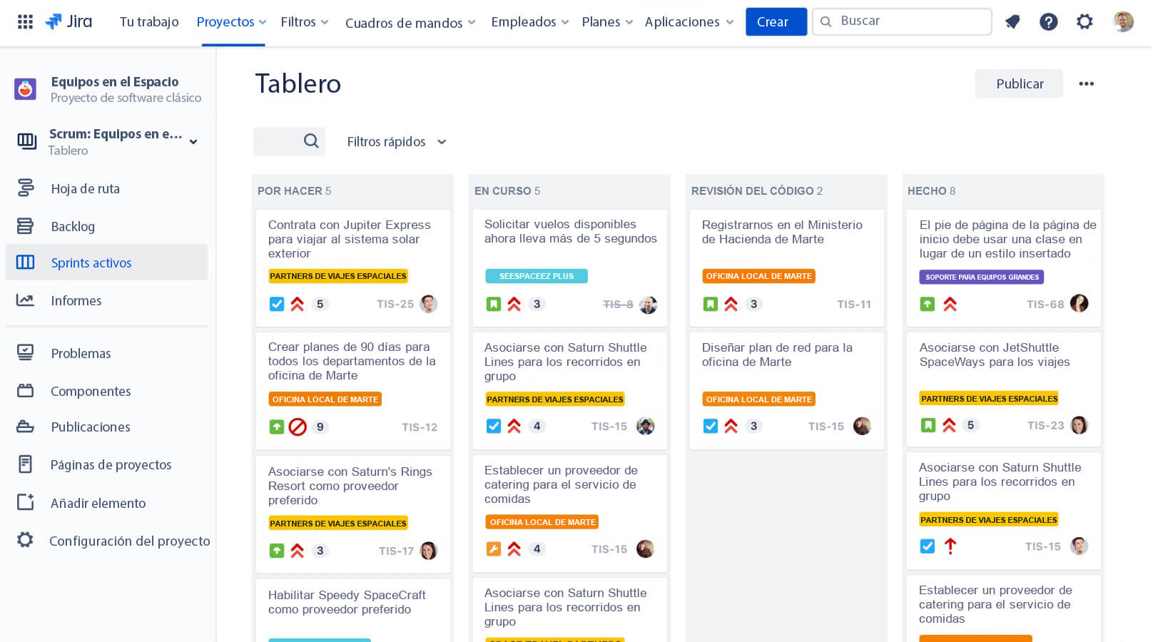 Tablero de JSW