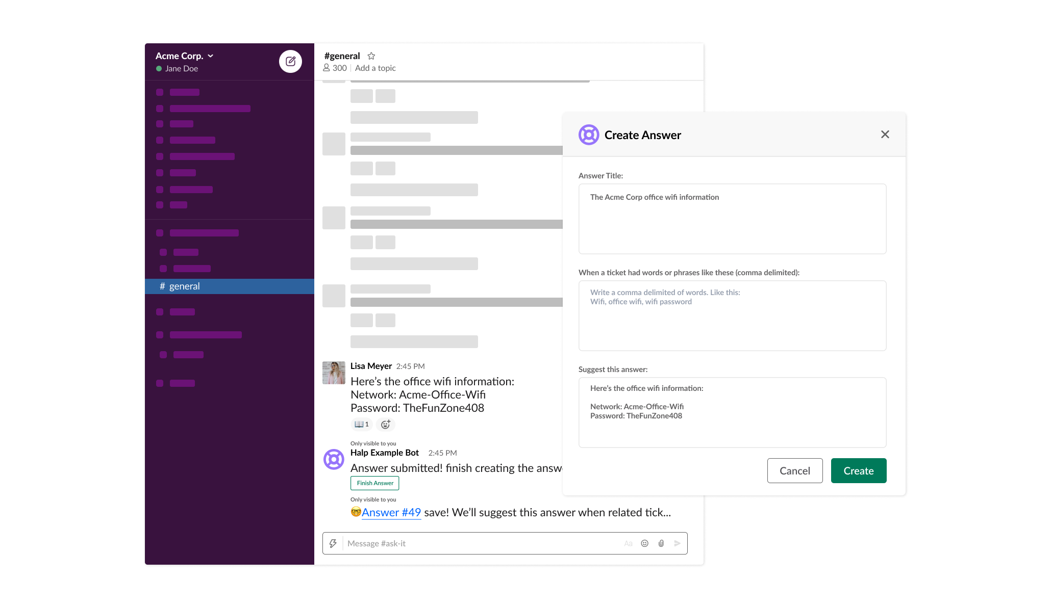 Turn Slack messages into tickets