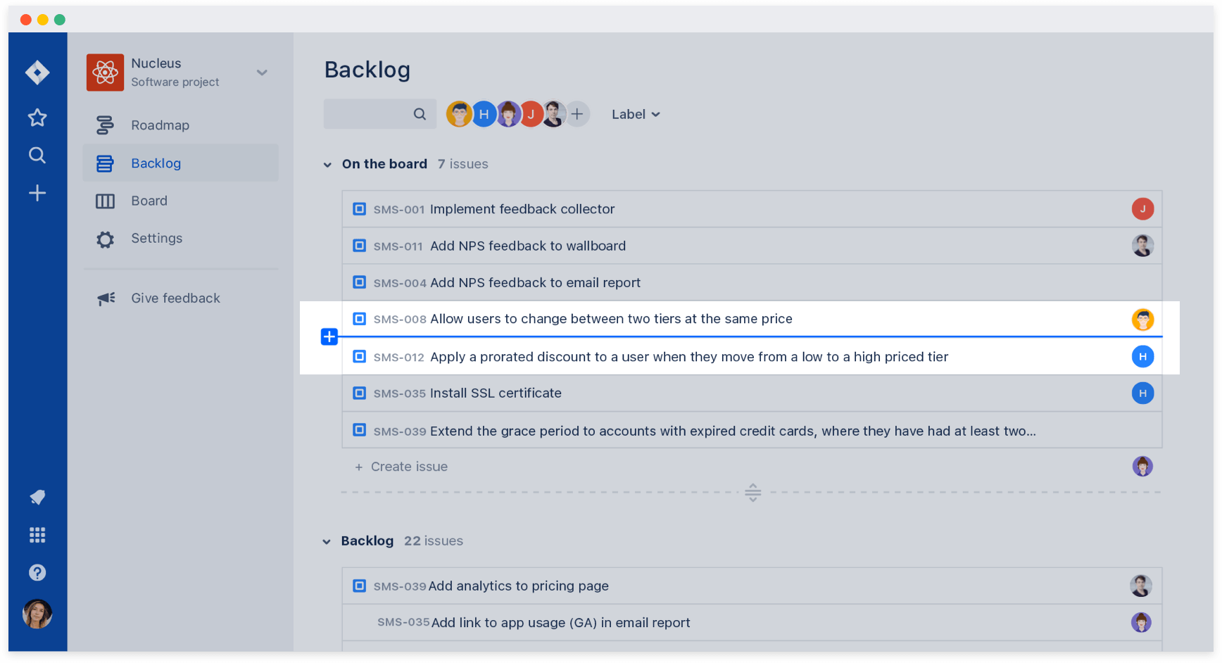 Creating issues faster on the backlog
