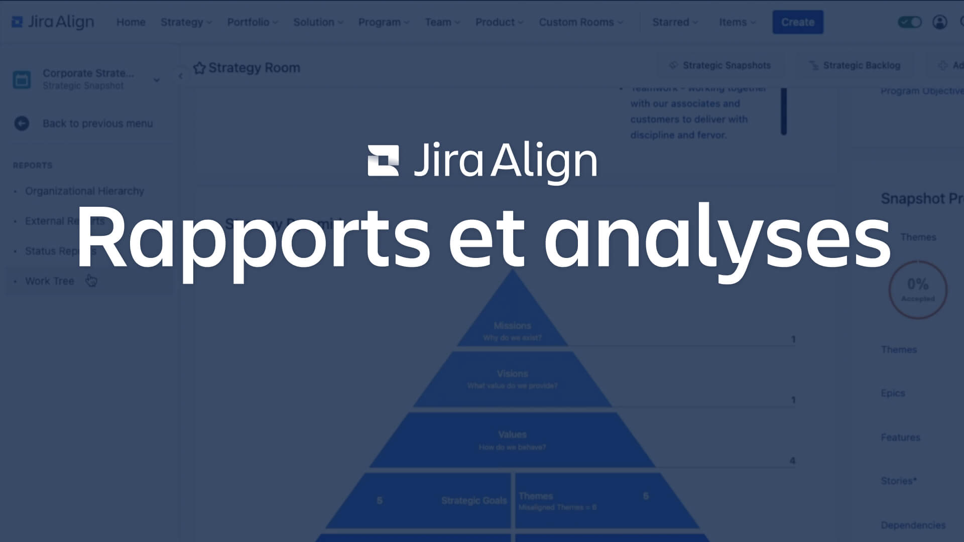 Reporting and Analytics with Jira Align screen