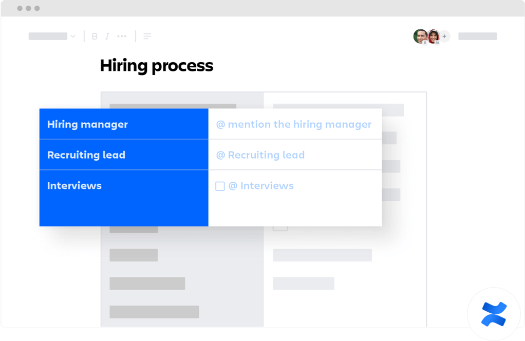 Hiring process confluence template