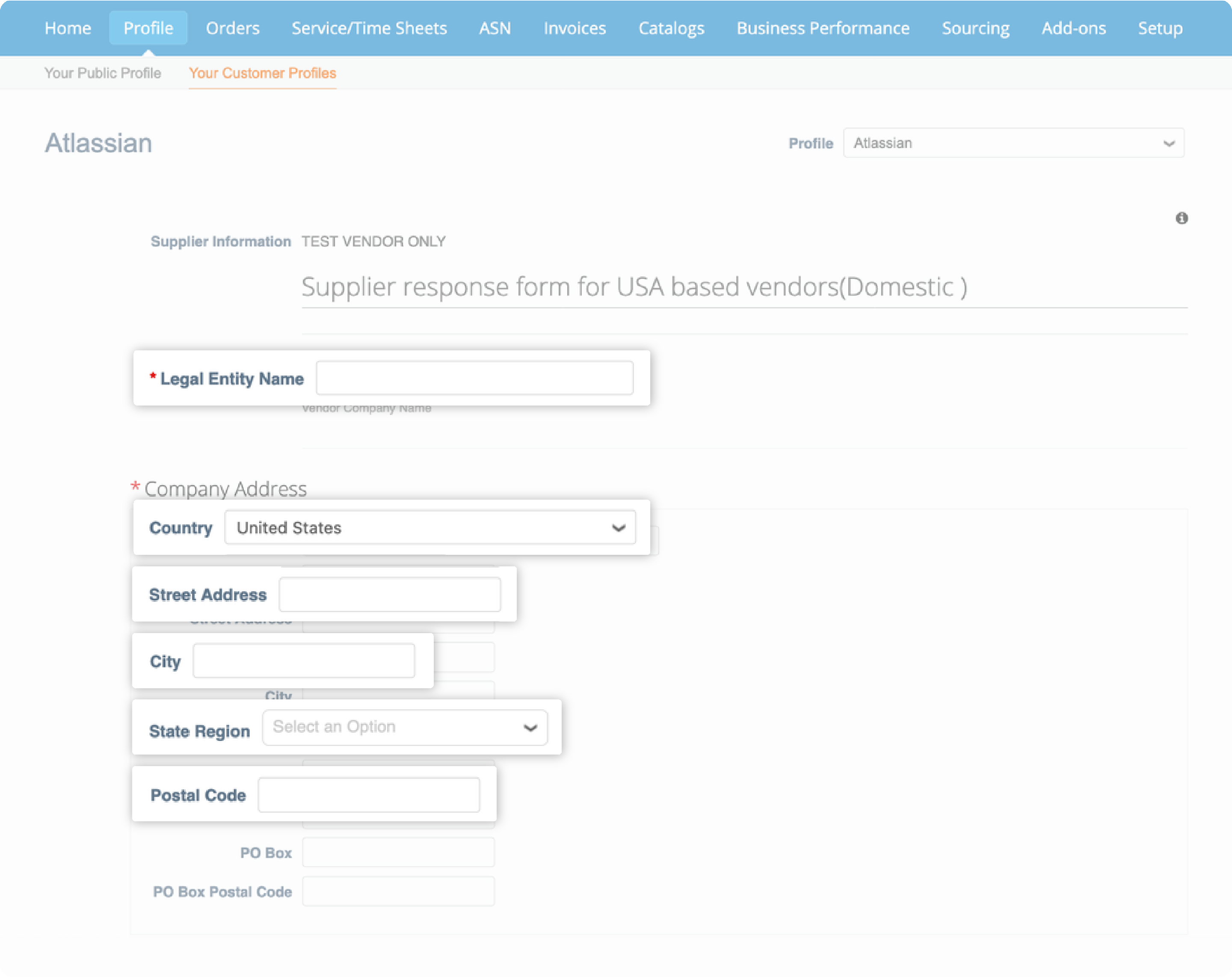 Update your company address once supplier form is displayed in Coupa Supplier Portal