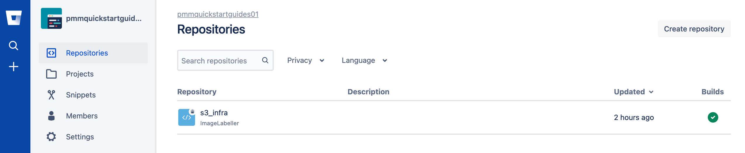 Creating a repository in Bitbucket