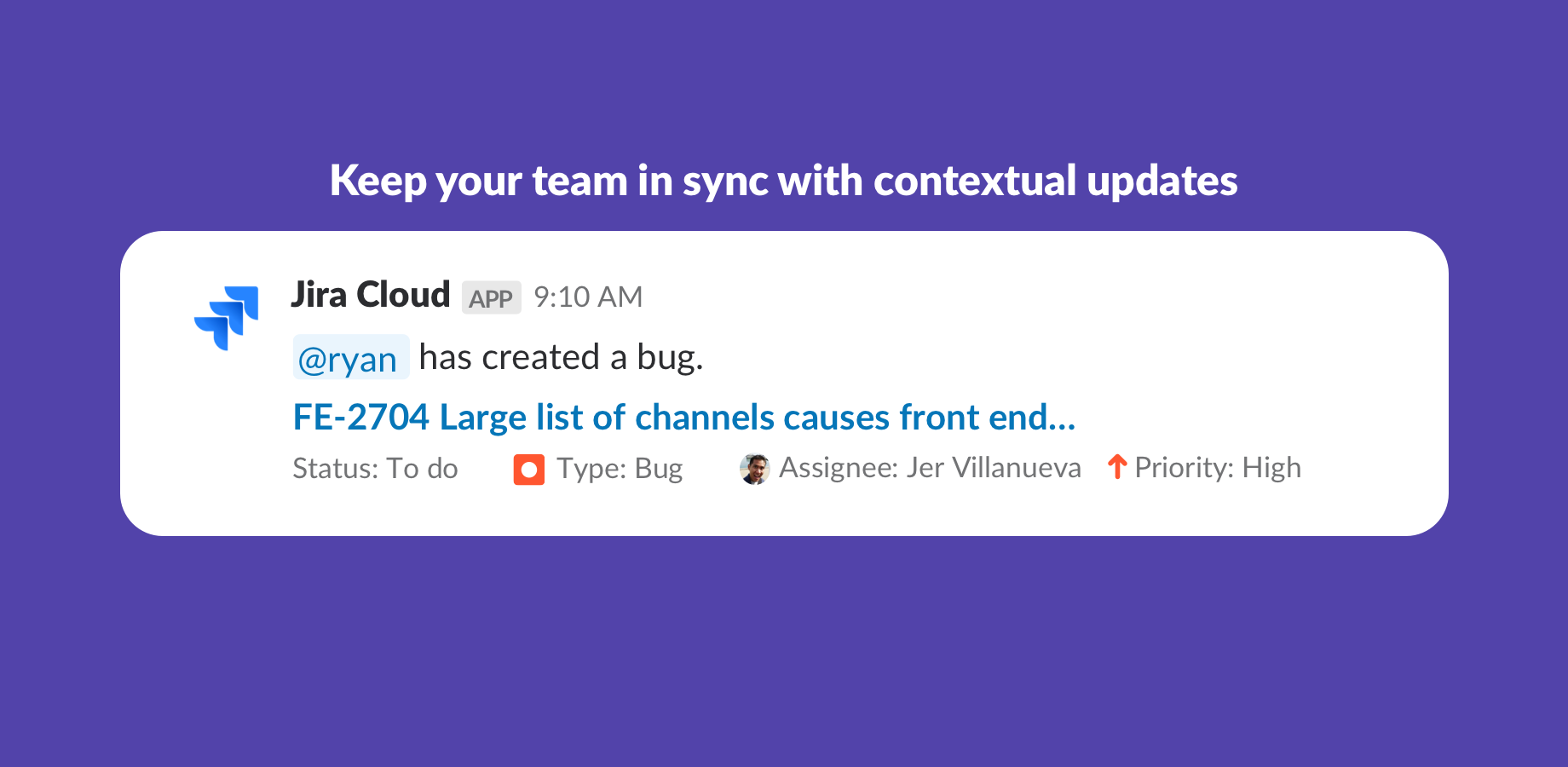 Jira notification with contextual update