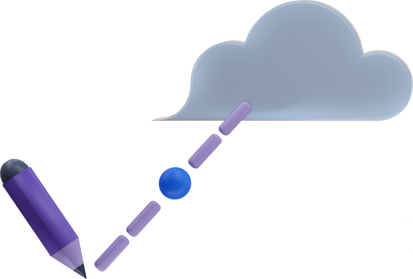 雲と点をつなぐ下向きの破線を描いている鉛筆