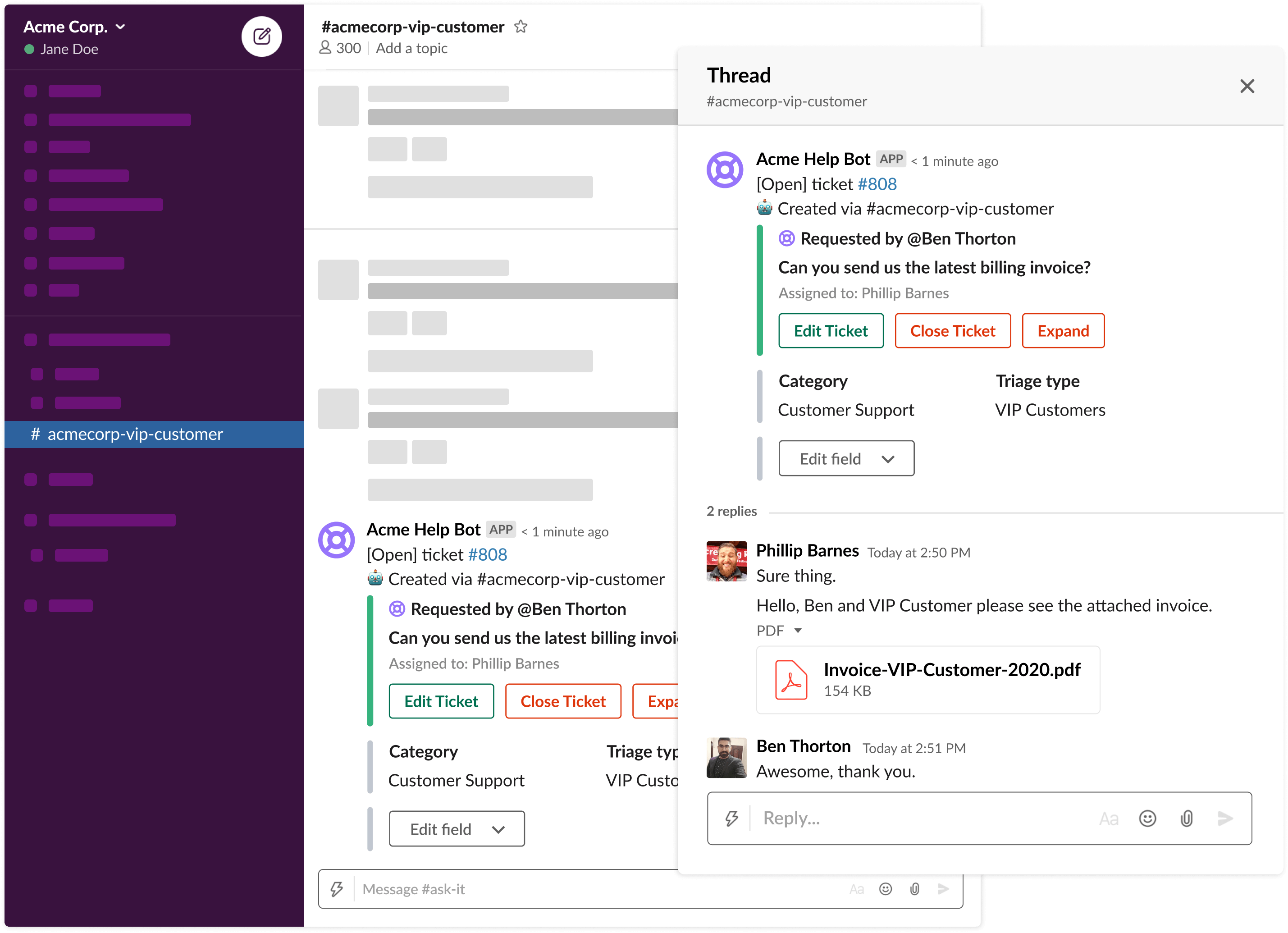 Turn messages into tickets