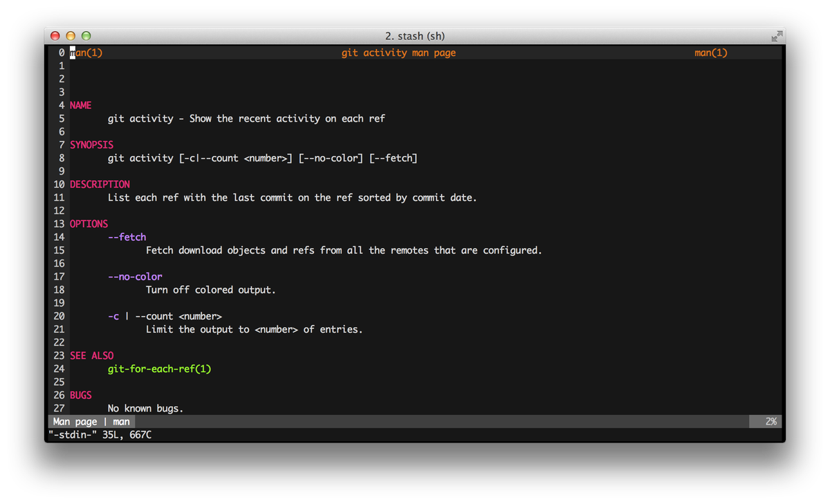 Git activity man page