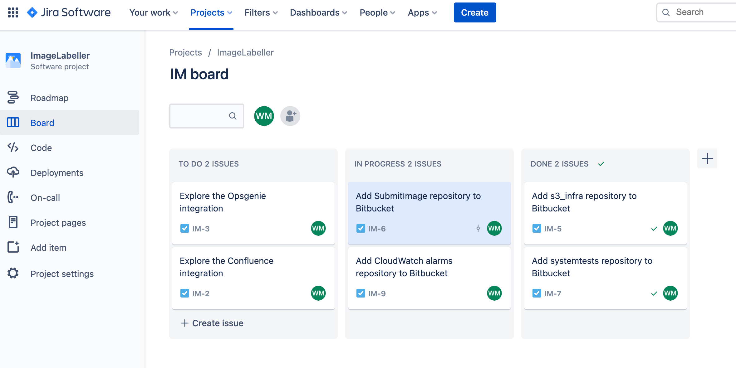 Creating an issue in Jira Software for adding a SubmitImage repository to Bitbucket