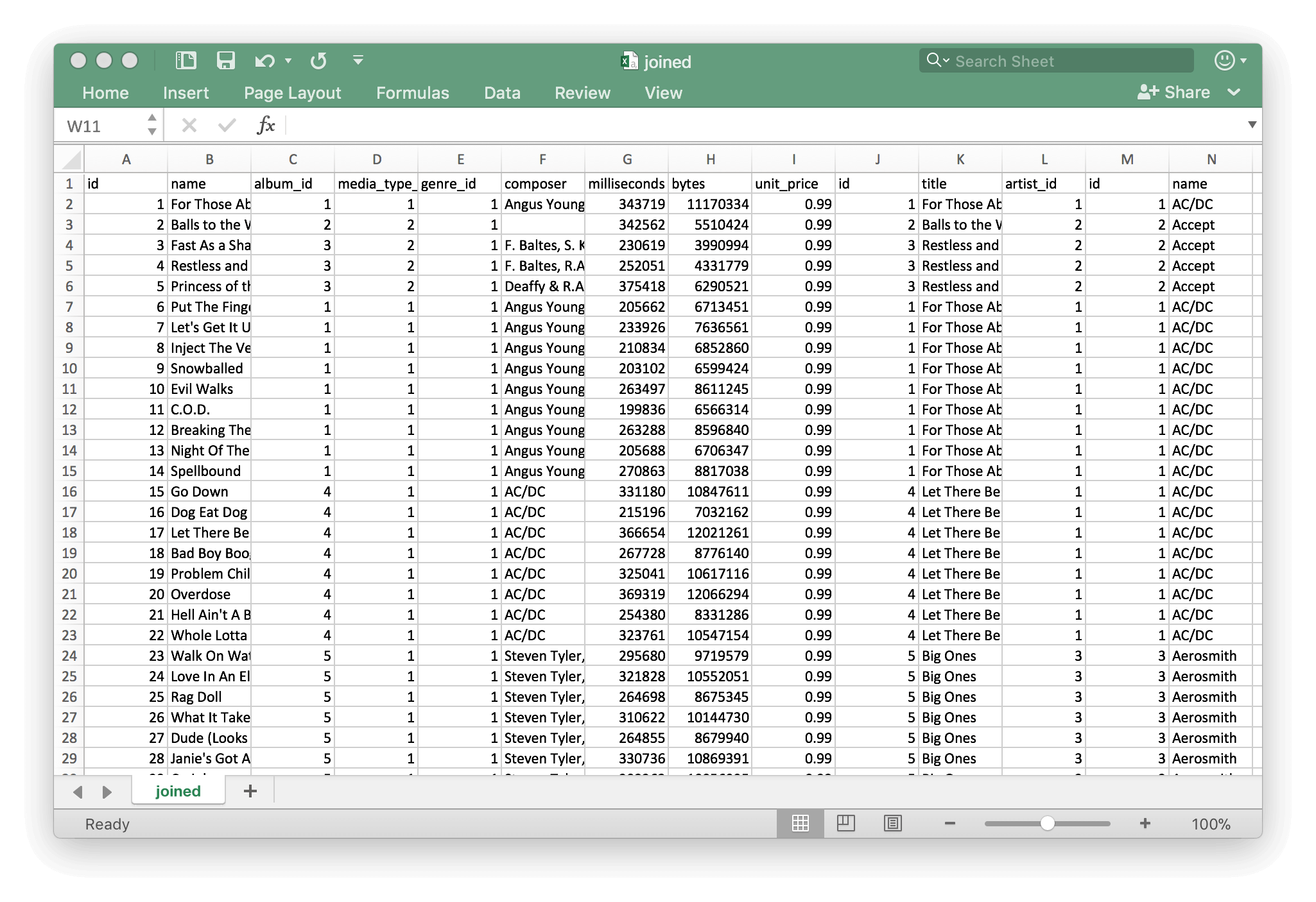 Join relationships spreadsheet.