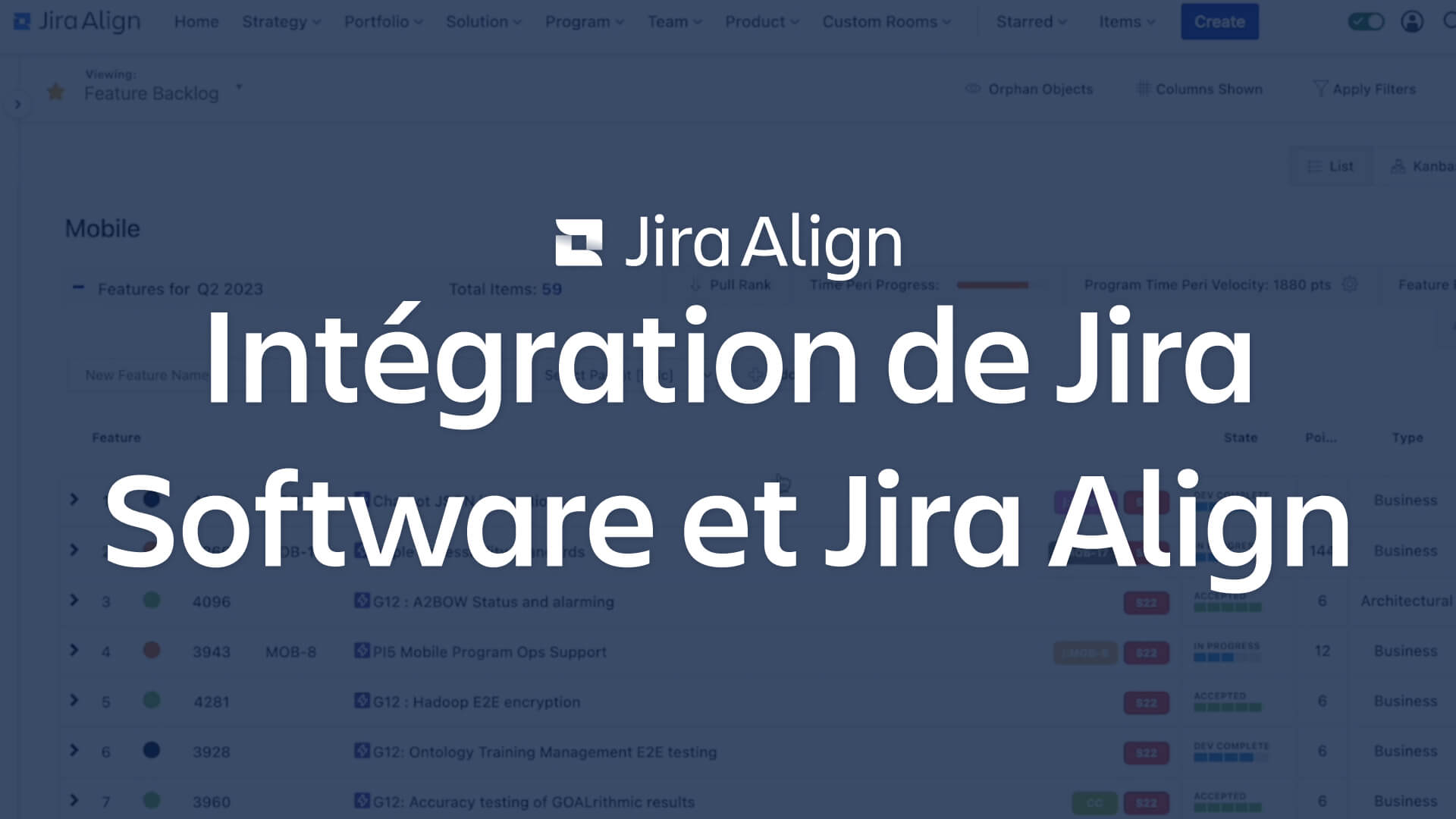 Image de l'intégration de Jira Software et Jira Align