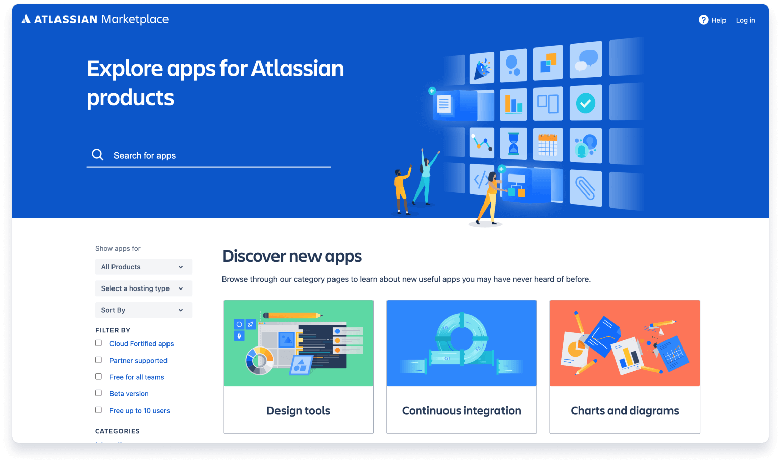 Page d'accueil de l'Atlassian Marketplace