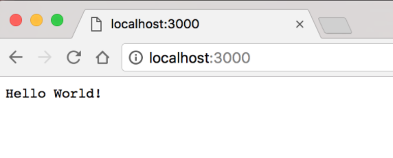 Captura de pantalla de "Hello World" de localhost