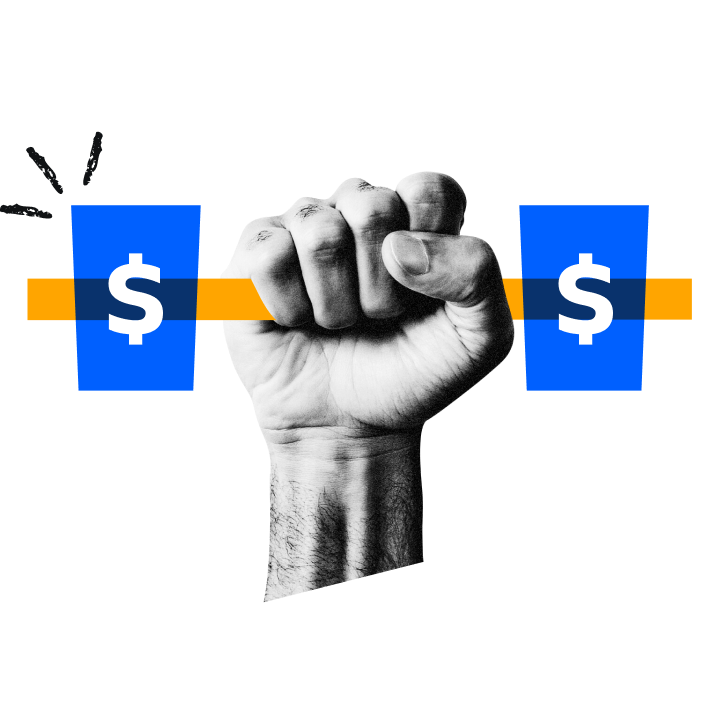 Hand, die Geld hochhält