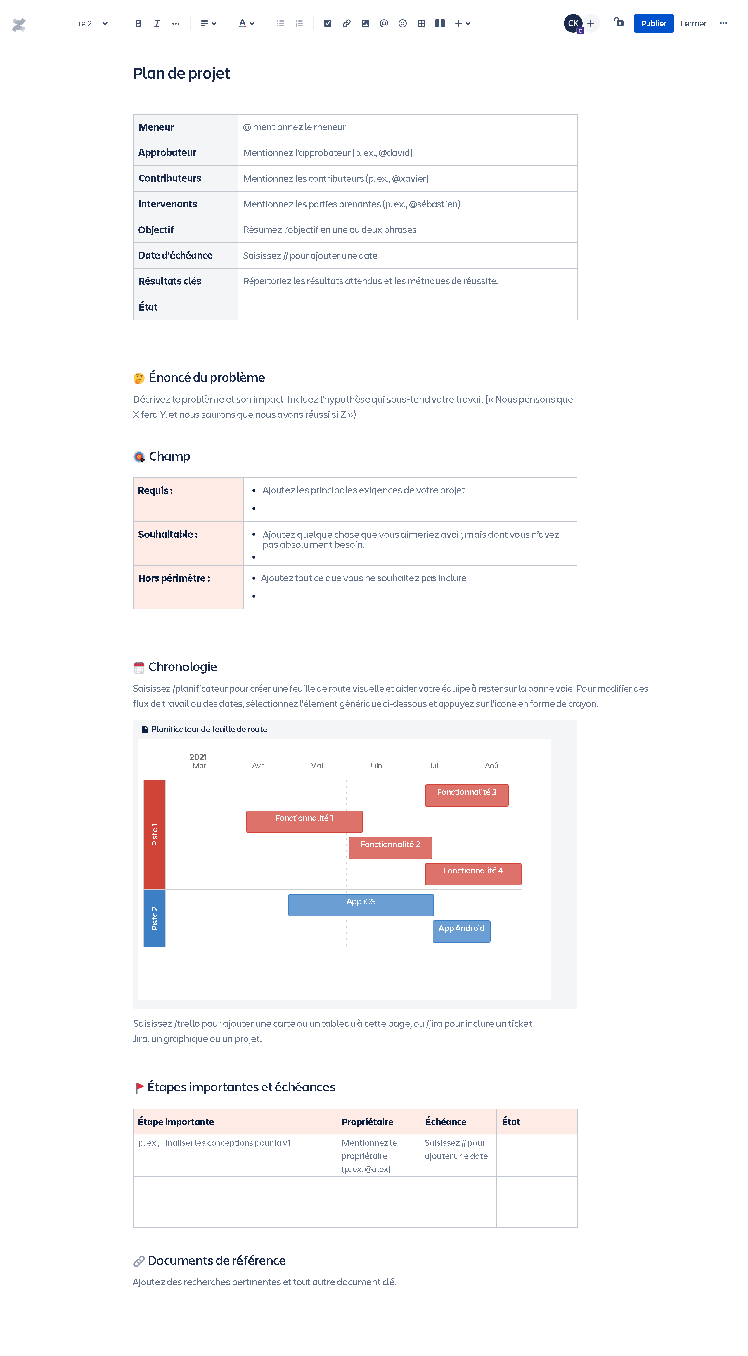 Modèle de plan de projet