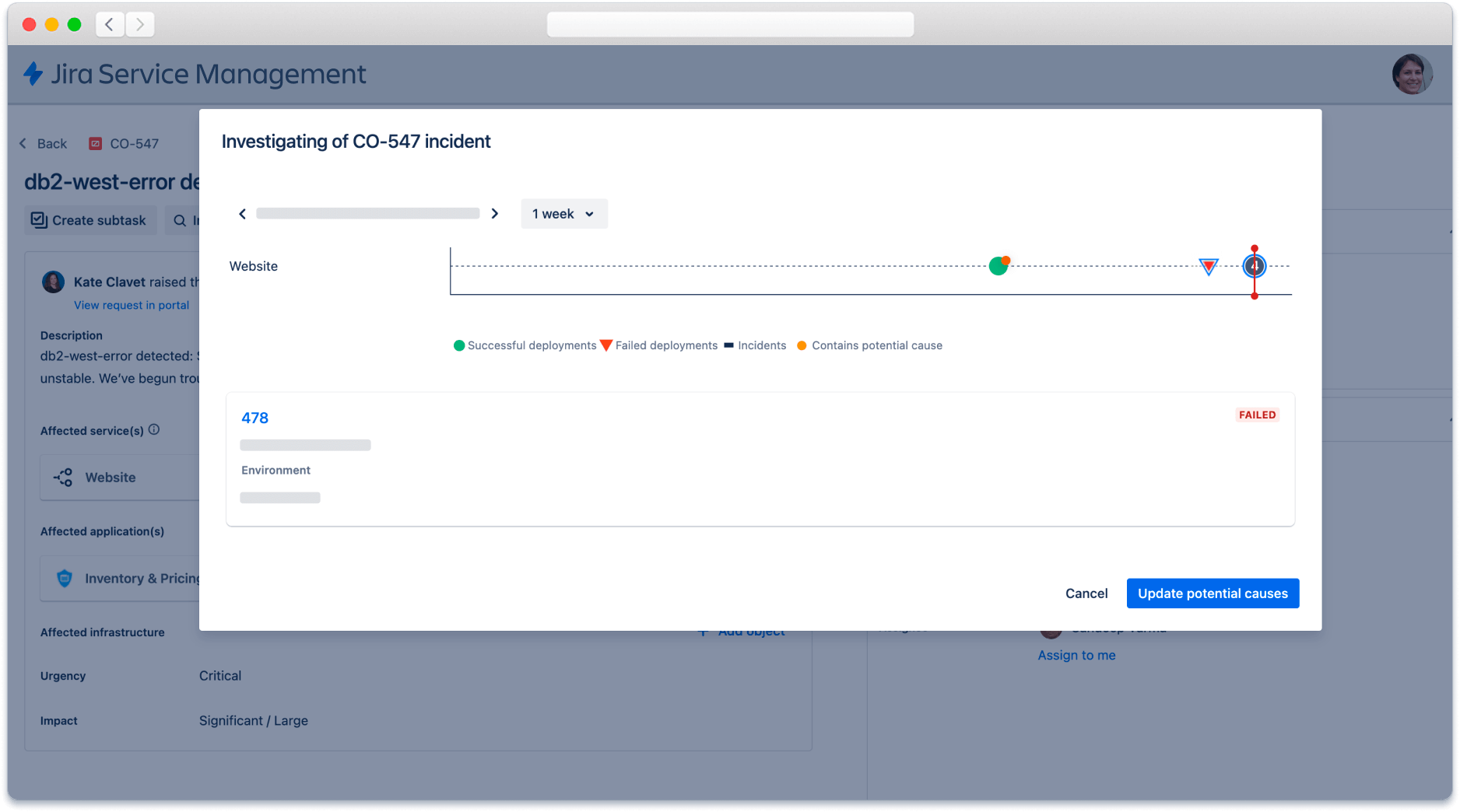 A screenshot showing an investigation of an incident